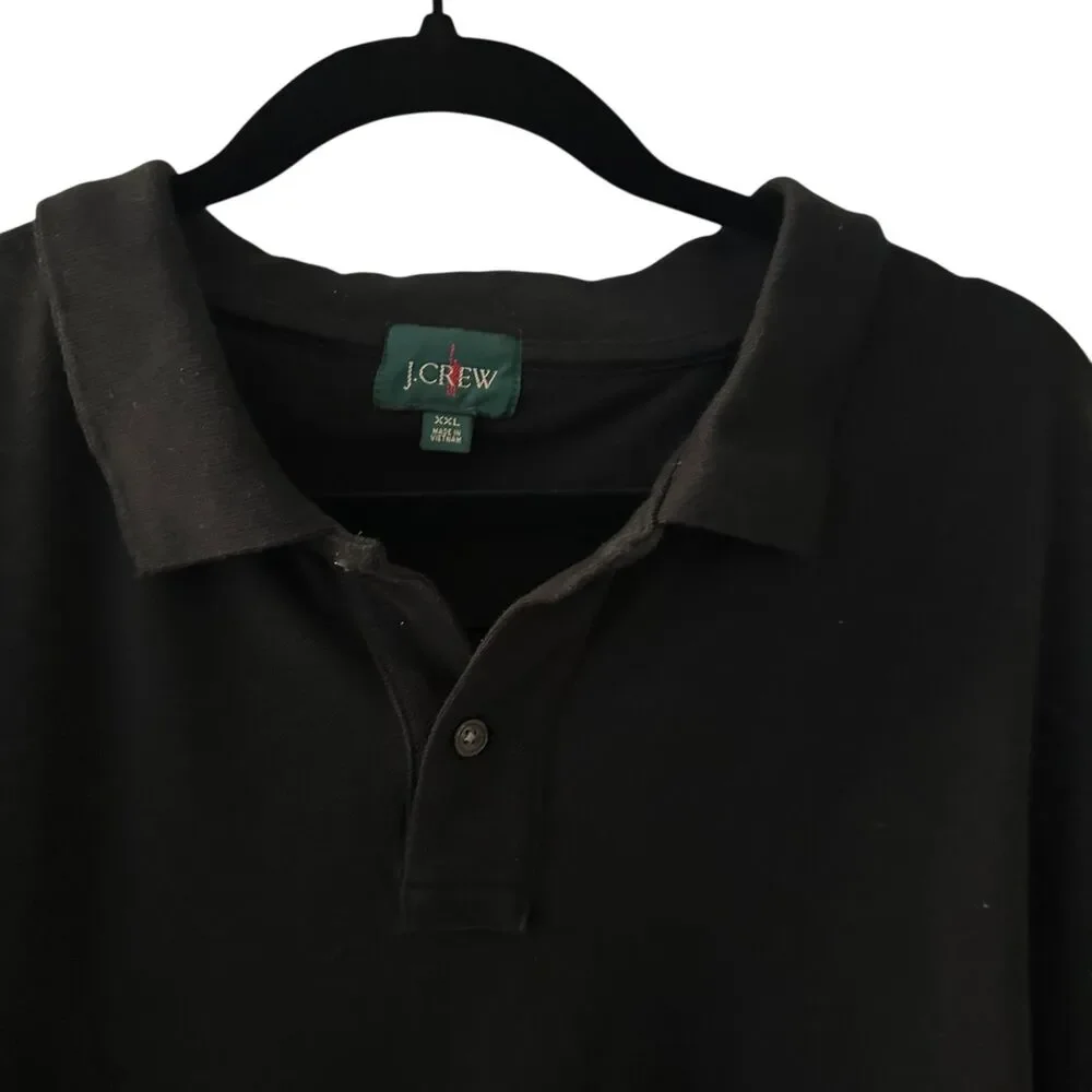 J. Crew Vintage 90's Black‎ Solid Cotton Rugby Henley Shirt Size XXL